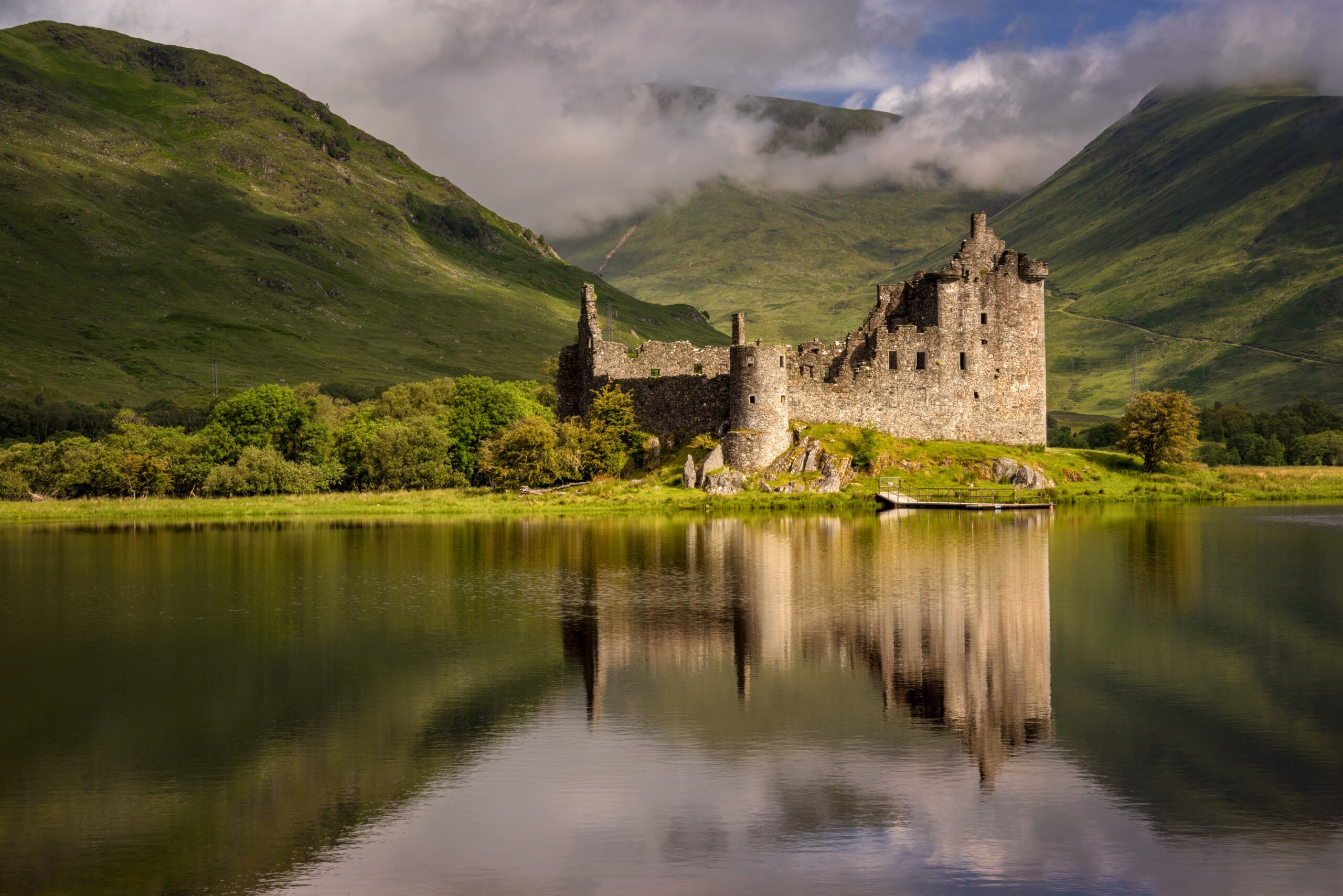 Reflection of Kilchurn Castle in Loch Awe, Highlands, Scotland Reflection of Kilchurn Castle in Loch Awe, Highlands, Scotland