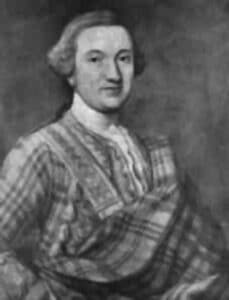 A black and white painting of a man in plaid grasping a sword, showcasing the Devil's Hand. A black and white painting of a man in plaid grasping a sword, showcasing the Devil's Hand.