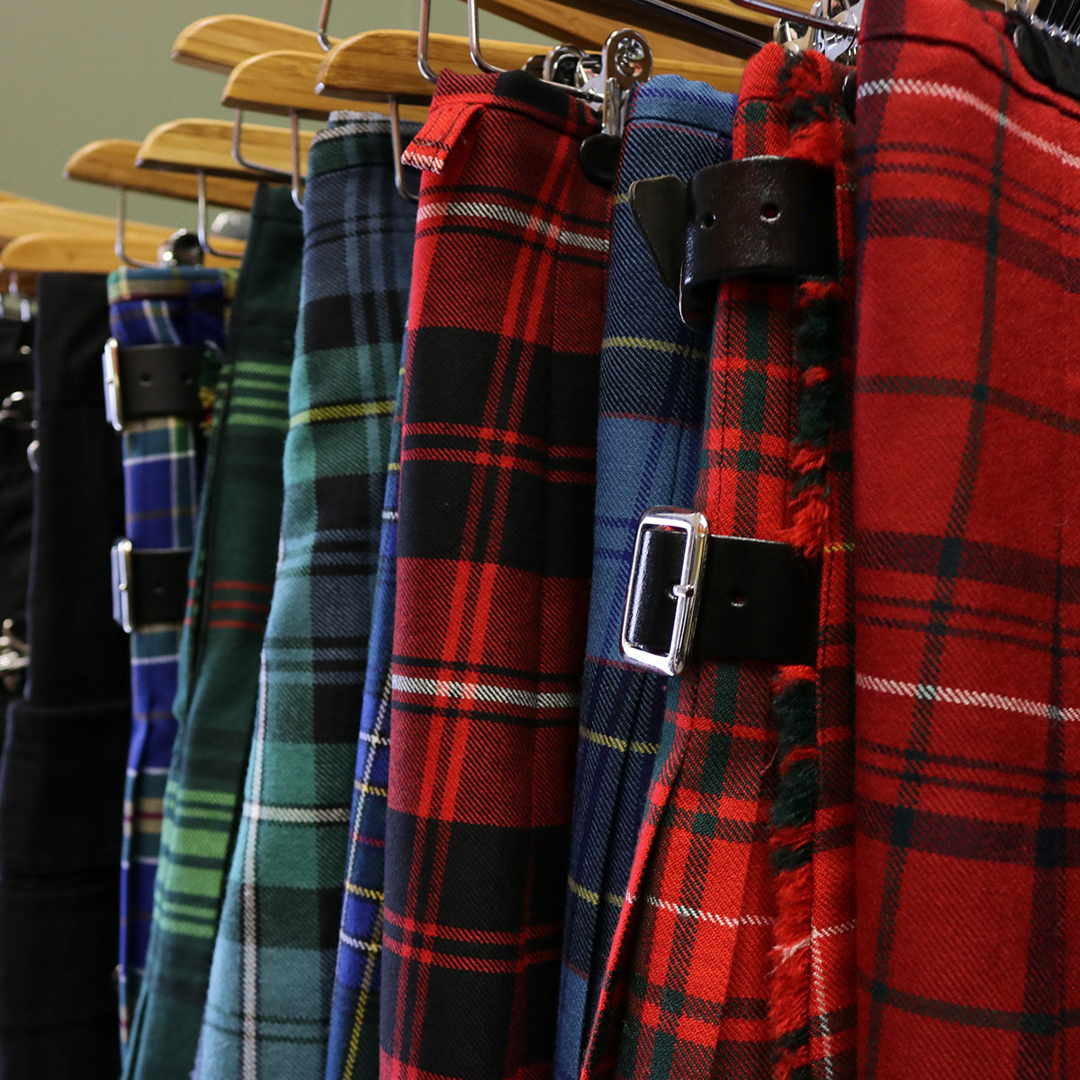 Kilts Kilts on rack