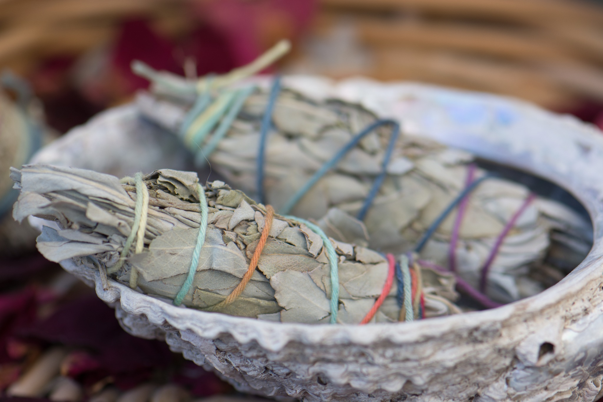 Sage bundles for smudging. Smudging is a great way to celebrate Beltane.