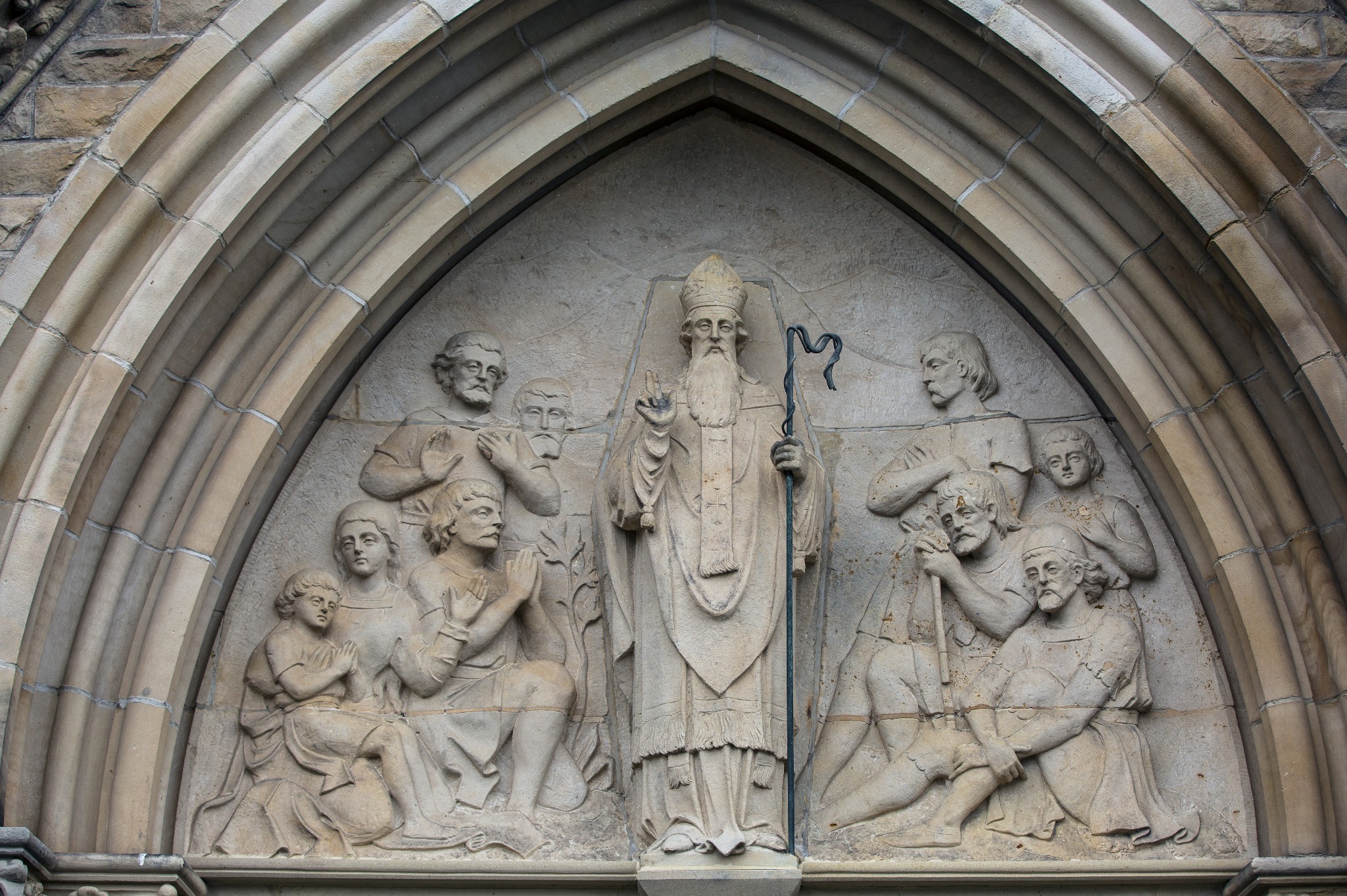 A statue of St. Patrick at a cathedral.