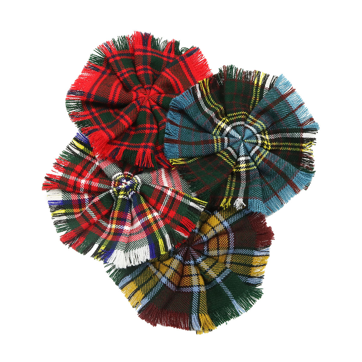 Fringed Tartan Rosette Homespun