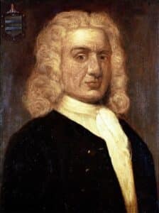 A painting of an Irish man with long white hair.