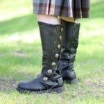 Premium Quality Leather Knee-High Boots - Black with Brown Trim
