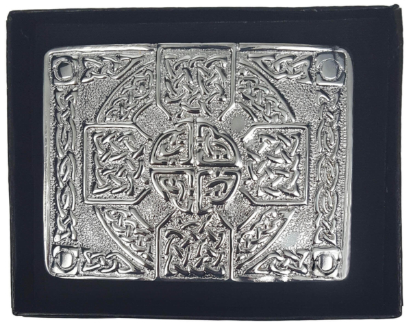 Chrome Celtic Cross Kilt Belt Buckle