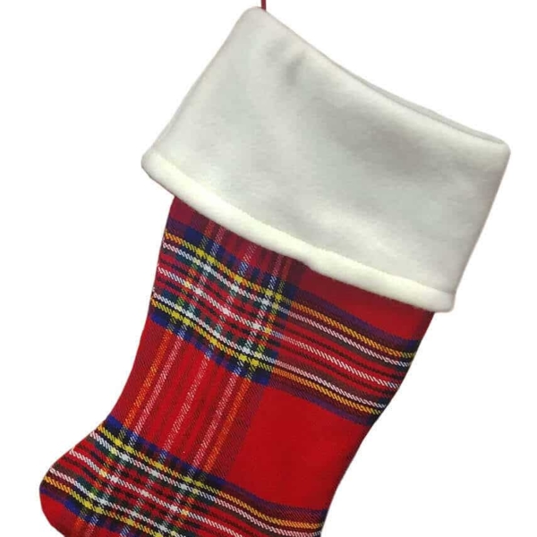 Fleece Topped Homespun Tartan Stocking