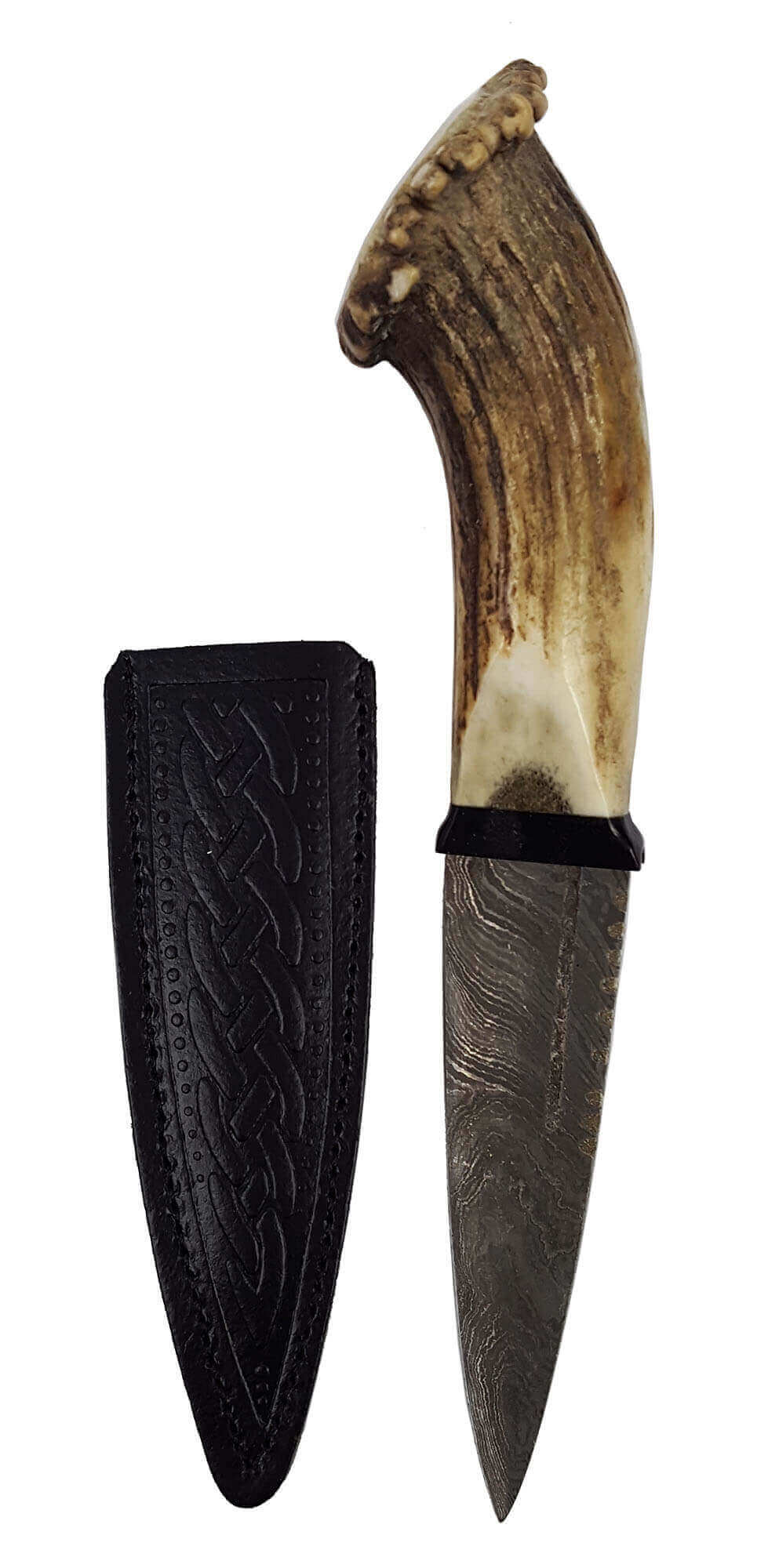 Damascus Blade and Unique Stag Horn Handle