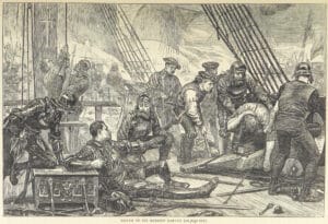 An 1873 illustration of Barton's death