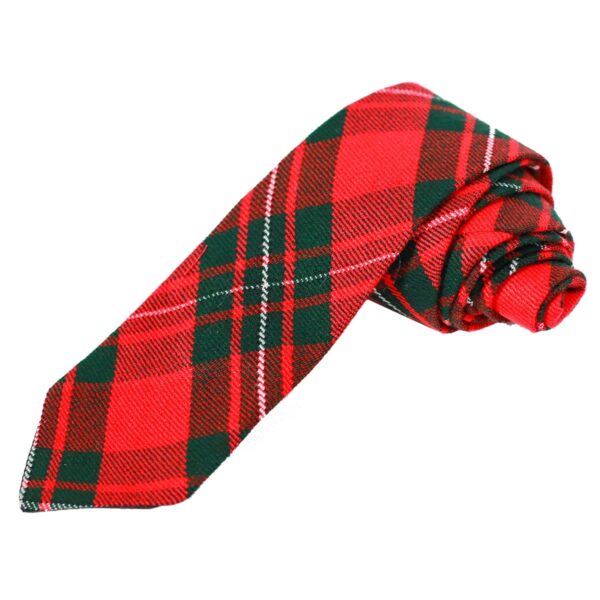A red and green plaid "Homespun Tartan Neck Tie" on a white background, perfect for a homespun or tartan look.