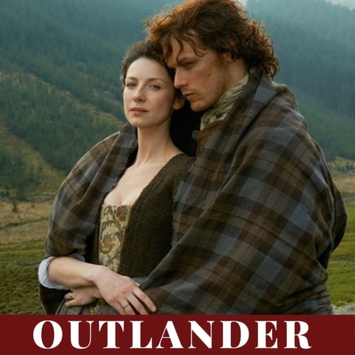 Welcome to Celtic Croft! Our latest addition is the cover of Outlander featuring a man and woman passionately hugging.