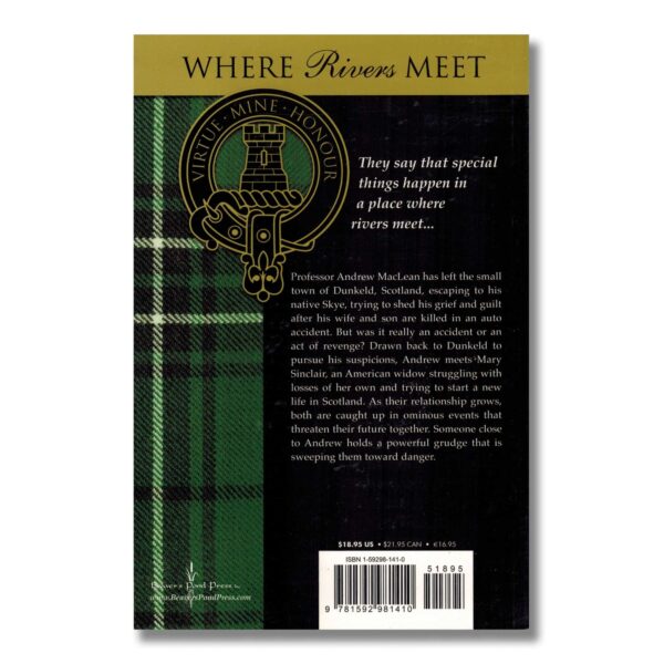 The back cover of "Where Rivers Meet — a Scottish Novel" where clans meet.