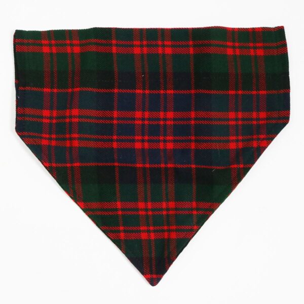 A green and red plaid MacDonald Modern Doggie Bandana Size L on a white background with a modern twist.