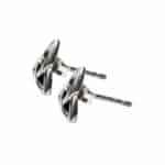 Pair of Triquetra Sterling Silver Stud Earrings isolated on a white background.