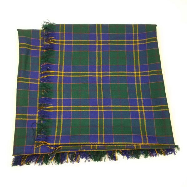 A green and blue Kilkenny County Irish County Spring Weight Tartan Shawl with fringes, perfect for Kilkenny County.