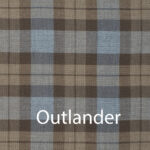 A plaid fabric with the word Outlander Neck Warmer Cowl Scarf - Premium Wool neck warmer cowl.