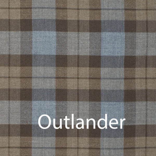 A plaid fabric with the word Outlander Neck Warmer Cowl Scarf - Premium Wool neck warmer cowl.