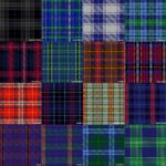 A collection of different plaids in different colors, featuring Welsh Tartan Earasaid - 13oz Medium weight Premium Wool and Earasaid Tartan Woven in Scotland.