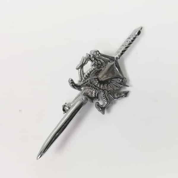 Decorative Welsh Dragon Kilt Pin with Welsh Dragon motif on a white background.