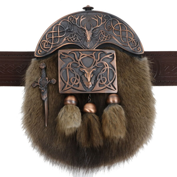 A Bronze Stag Kilt Accessories Bundle with fur and horns.
