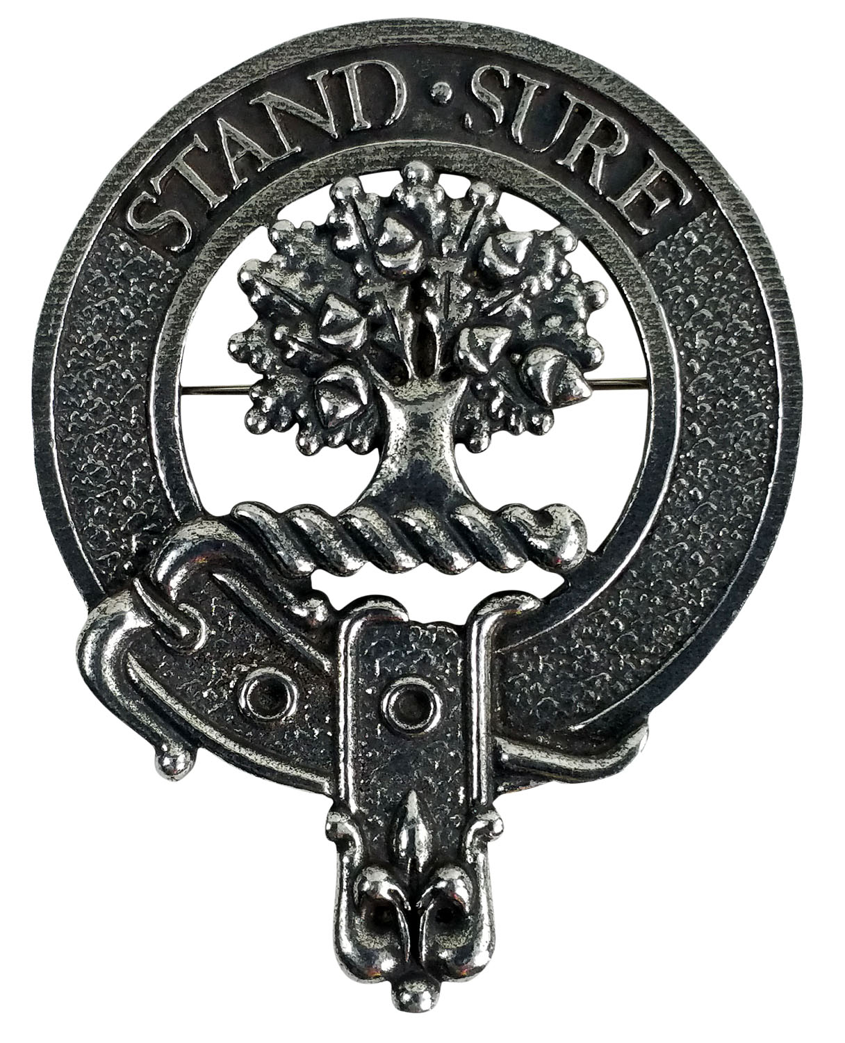 Leslie Scottish Clan Crest Pewter Badge or Kilt Pin Celtic Pins, Brooches