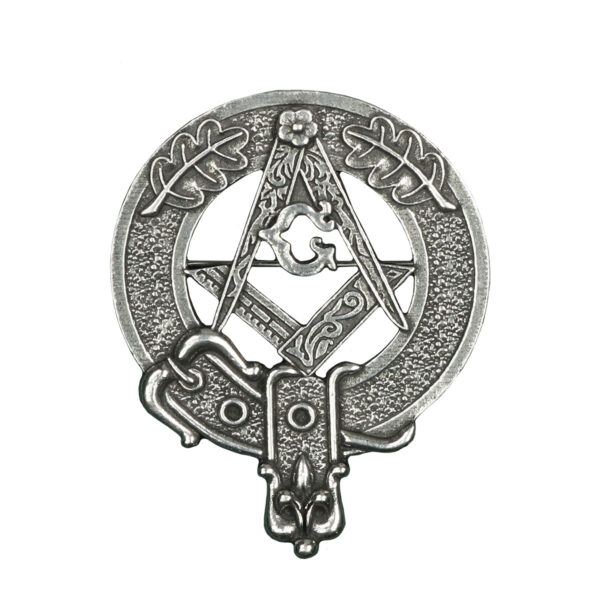 A silver Masonic Cap Badge/Brooch on a white background.