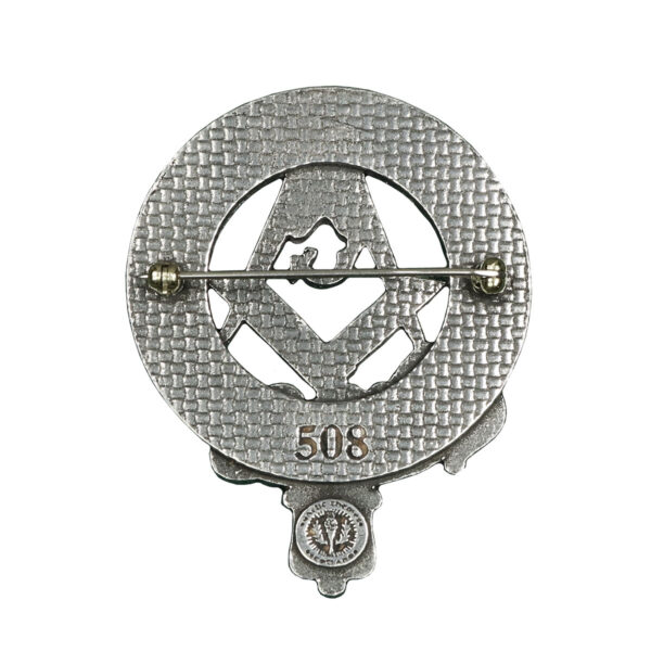 A silver Masonic Cap Badge/Brooch featuring a masonic emblem.