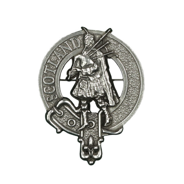 The Scottish Piper Cap Badge/Brooch is shown on a white background.