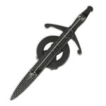 A Saint Andrew's Cross Kilt Pin featuring an image of a sword on a white background.