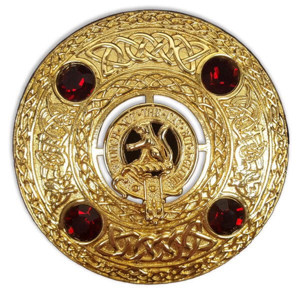 Clan Crest Plaid Brooch Gold Finish