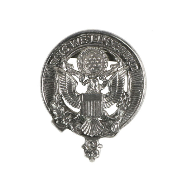 A U.S. Army Pewter Celtic Knot Kilt Belt Buckle with an eagle on it.