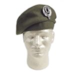 A mannequin wearing a Khaki Military-Style Balmoral/Tam.