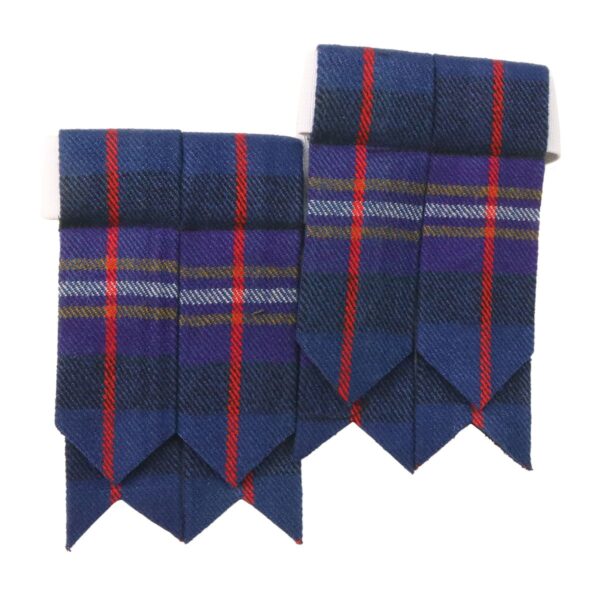 A pair of blue and red tartan bow ties.