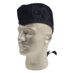 A mannequin wearing a Felted Wool Glengarry hat.