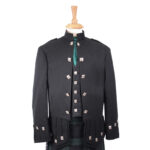 A black and green Sheriffmuir Doublet on a mannequin.