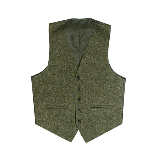 A Tweed 5 Button Vest on a white background.