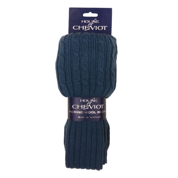 Chevron knitted Wide Calf Kilt Hose in navy blue.