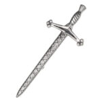 A Celtic Thistle Top Pewter Kilt Pin atop a thistle.