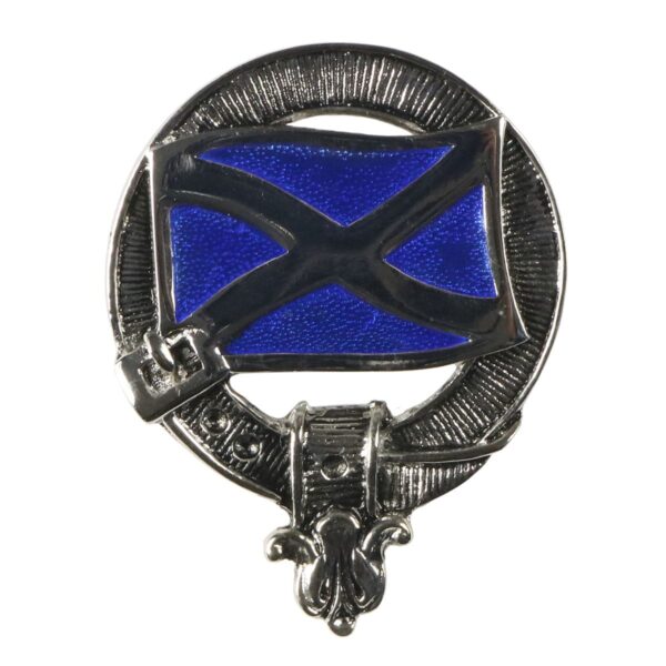 A blue and silver Saltire Art Pewter Cap Badge/Brooch.