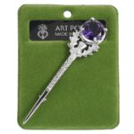 Art psychic Large Gem Amethyst Thistle Kilt Pin.