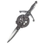 A Scottish Eagle Kilt Pin featuring a silver sword.
