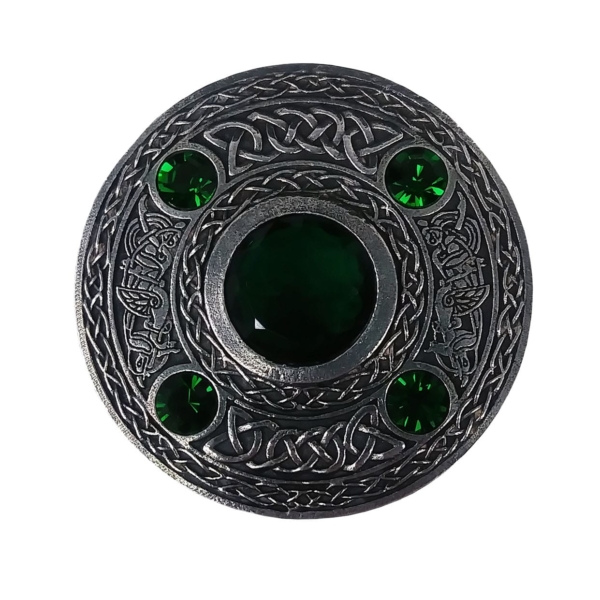 Colored Stone Plaid Brooch