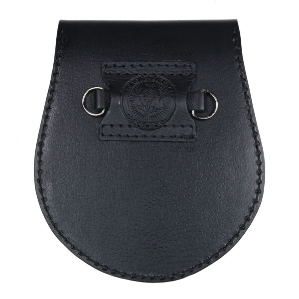A Welsh Dragon Premium Leather Sporran with a metal buckle.