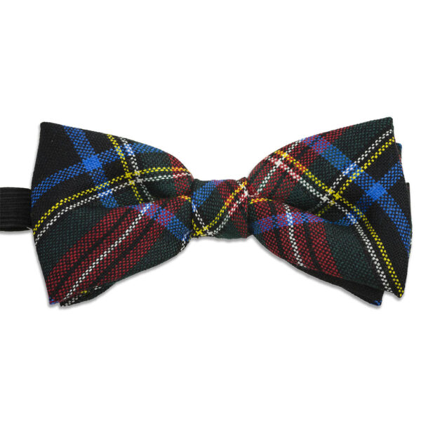 A black and red plaid bow tie, made of Light Weight Tartan fabric, on a white background.