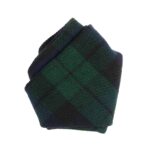 A green and black plaid tie on a white background, featuring a Tartan Pocket Square - Homespun Wool-Blend for added style.