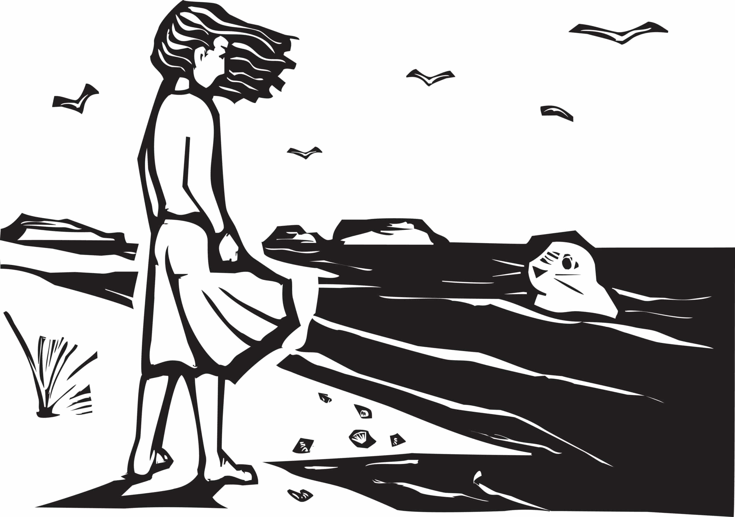 A drawing of a Scottish Selkie, or seal person
