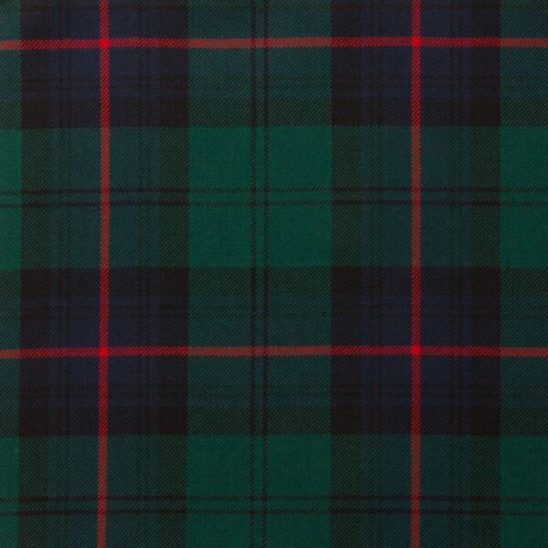A green and red plaid tartan fabric.