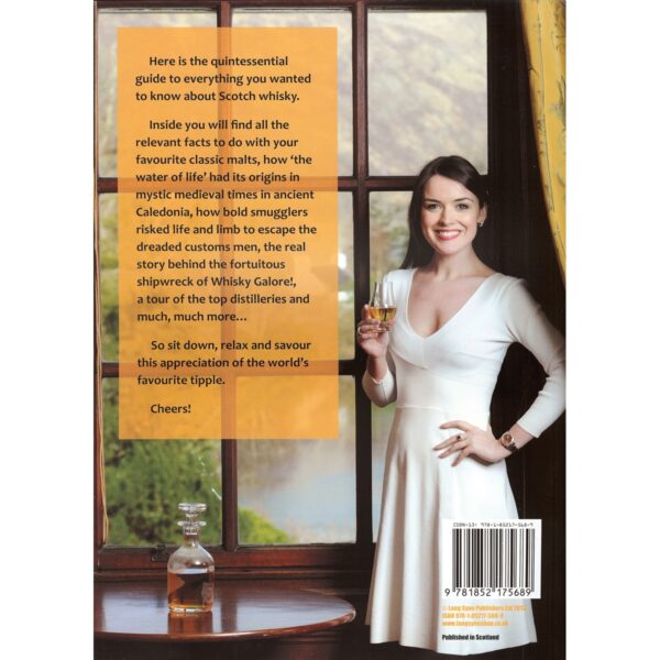The back cover of a book with a woman holding a glass of Scotch Whisky - All You Need To Know.