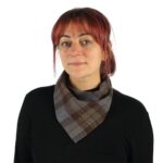 A woman with red hair wearing Tartan Bandana Masks - Wool Free.