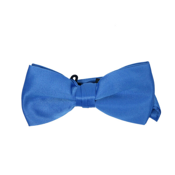 A Blue Satin Bow Ties on a white background.
