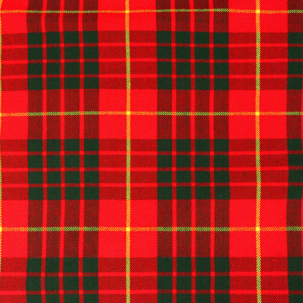 A red and green plaid tartan fabric.